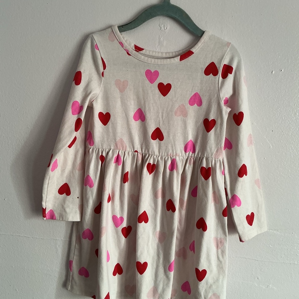 Cat & Jack Heart Print Dress - Red and Pink